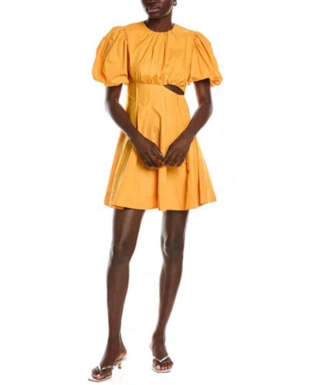 NWT Beulah Yellow Puff Sleeve Cut Out Mini Dress Large